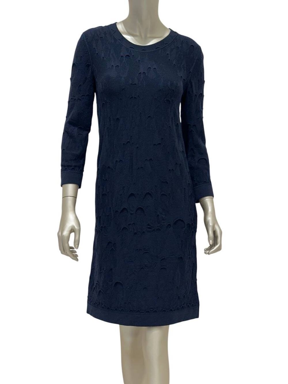 CHANEL Dark Blue Wool Dress Sz.38